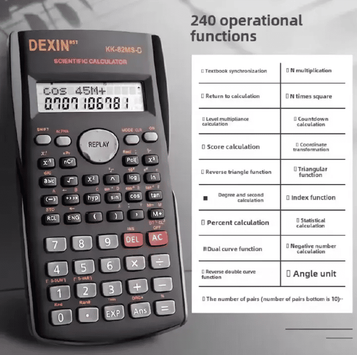 Scientific Calculator 12-Digit Display Student Portable Function Stationery School Office Supplies