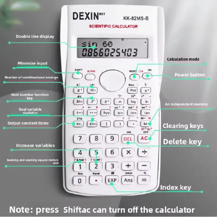 Scientific Calculator 12-Digit Display Student Portable Function Stationery School Office Supplies
