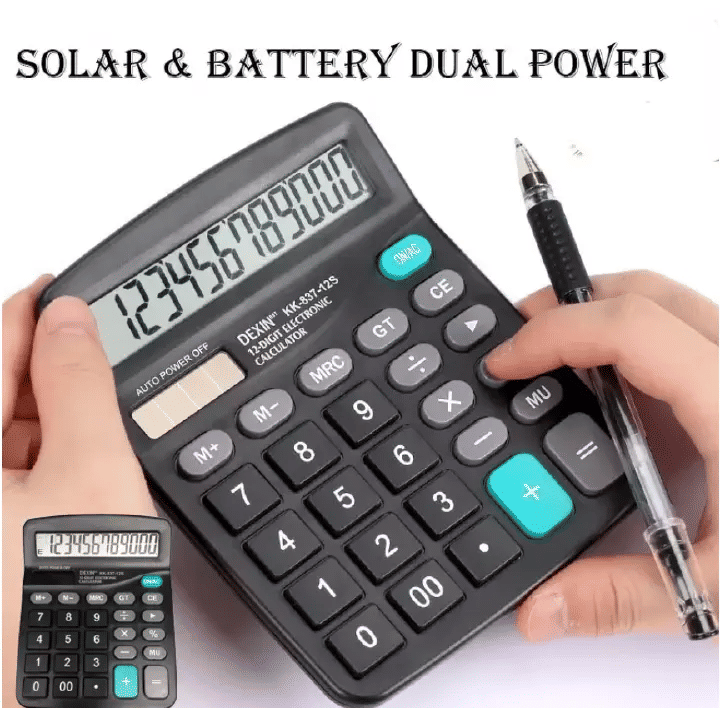 12 Digit Electronic Solar Calculator Dual Power Supply for Home Office School Financial Accounting