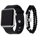 Unisex Square LED Luminous Silicone Sports Watch and Bracelet Set