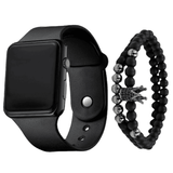 Unisex Square LED Luminous Silicone Sports Watch and Bracelet Set
