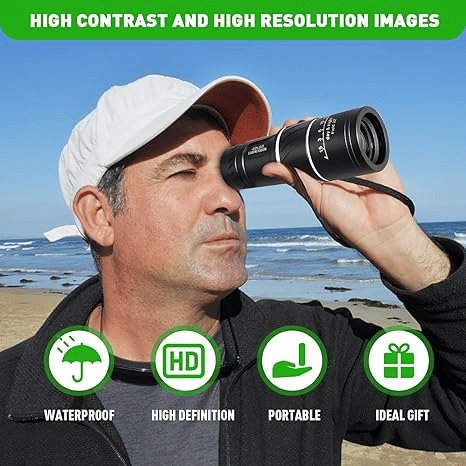 High-Powered 16X52 Mini Monocular Telescope: BAK4 FMC Prism Optics for Adults