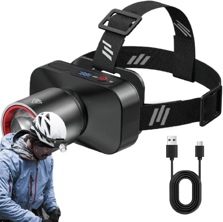 Rechargeable Headlamp 8W 200M Beam 90° Adjustable Waterproof for Camping Hiking