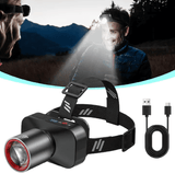 Rechargeable Headlamp 8W 200M Beam 90° Adjustable Waterproof for Camping Hiking