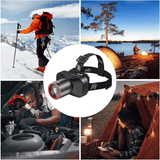Rechargeable Headlamp 8W 200M Beam 90° Adjustable Waterproof for Camping Hiking