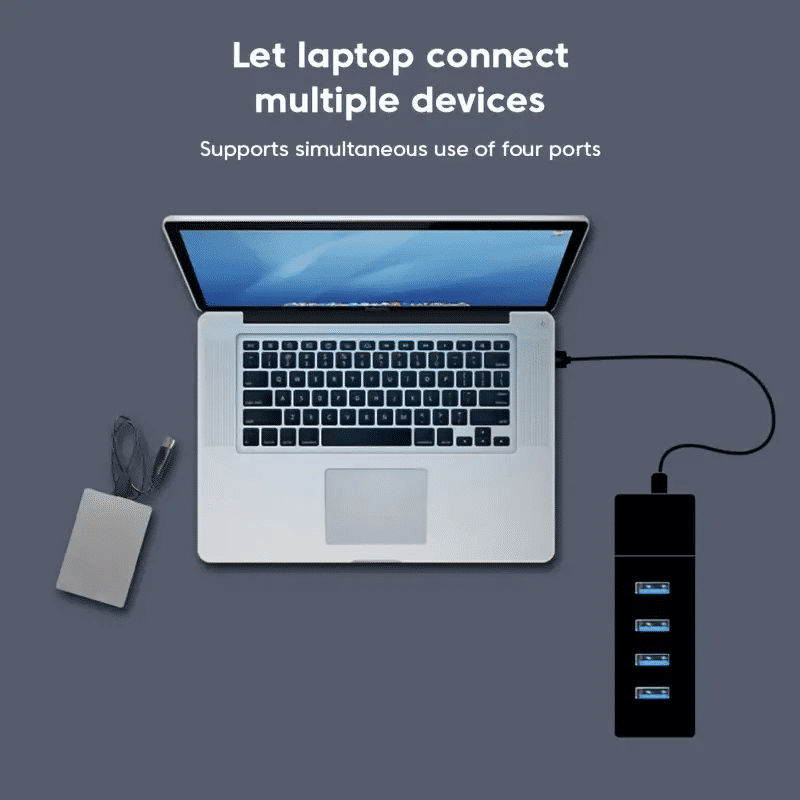 Versatile High-Speed 4-Port USB 3.0 Hub with Charging for Devices
