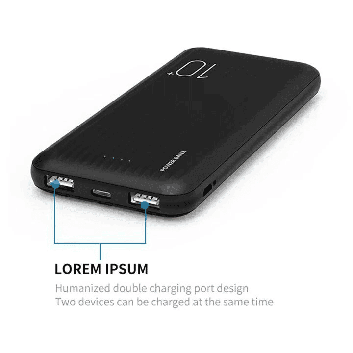 10000mAh Portable Power Bank Fast Charge USB-C Micro USB Universal Compatibility
