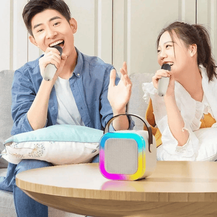 Portable Bluetooth K12 Karaoke Machine with Two Wireless Microphones & PA Speaker System