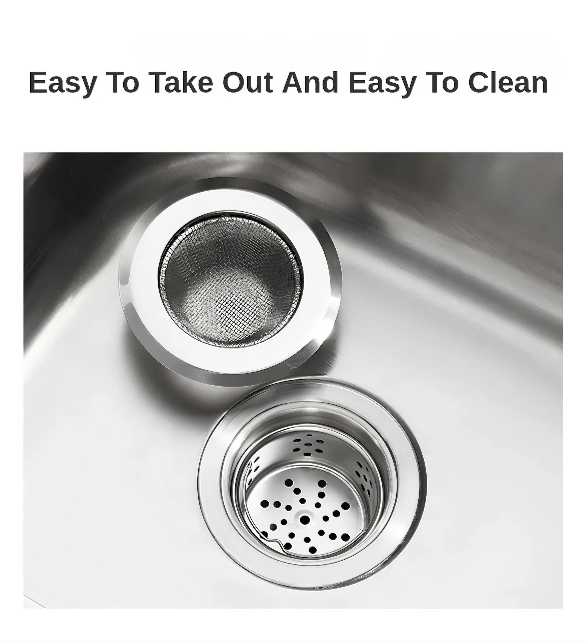 Premium Stainless Steel Sink Strainer Filter, 2-Pack Durable Kitchen Drain Stopper