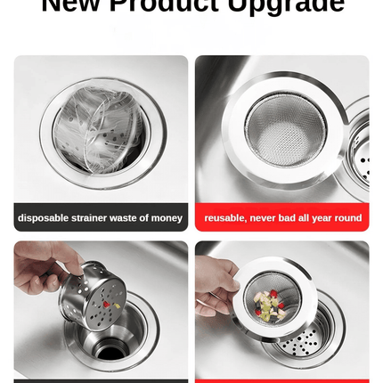 Premium Stainless Steel Sink Strainer Filter, 2-Pack Durable Kitchen Drain Stopper