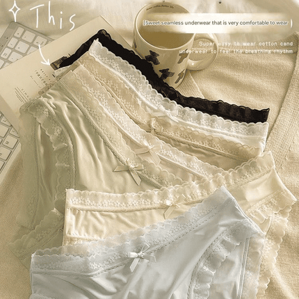 SENYI 7-Pack Ice Silk Seamless Breathable Quick-Dry Low-Waist Lace Panties