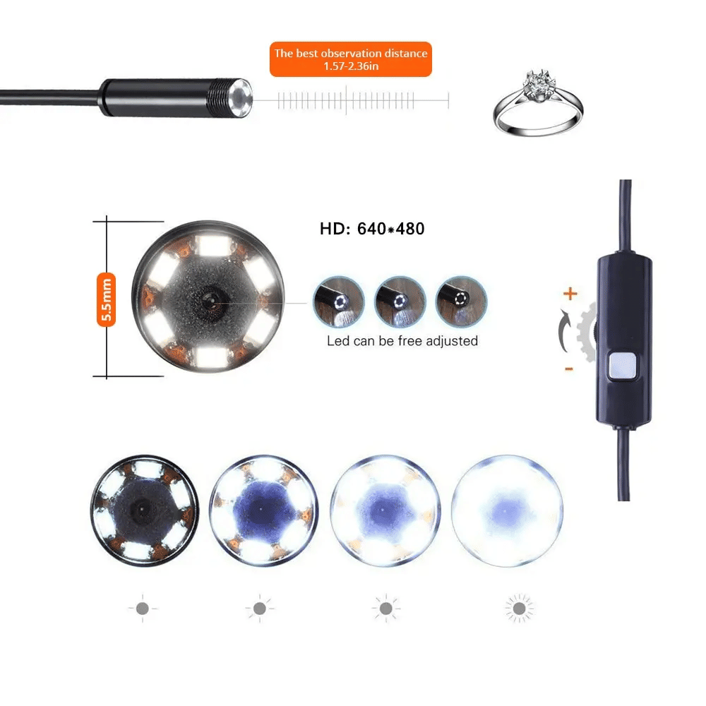 7MM 1M Android 3-in-1 Endoscope Camera: Waterproof Micro USB Type-C PC Inspection Borescope