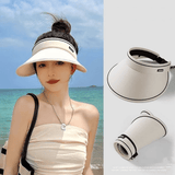 Women's UPF50+ Sunblock Empty Top Visor Hat - Large Overhang Folding UV Protection