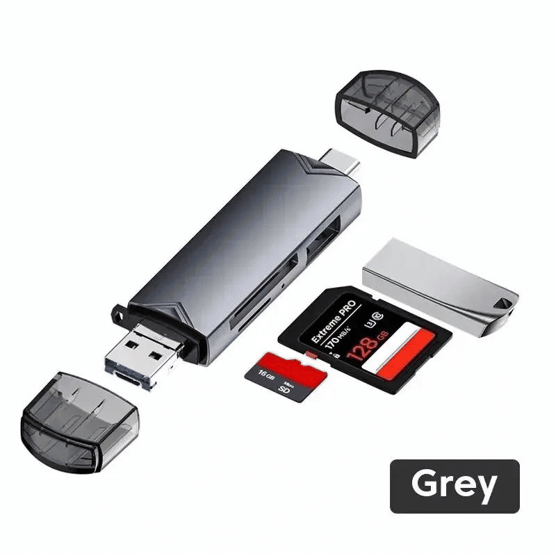 6-in-1 Multifunction USB 3.0 Card Reader Type-C/USB/TF/SD Flash Drive
