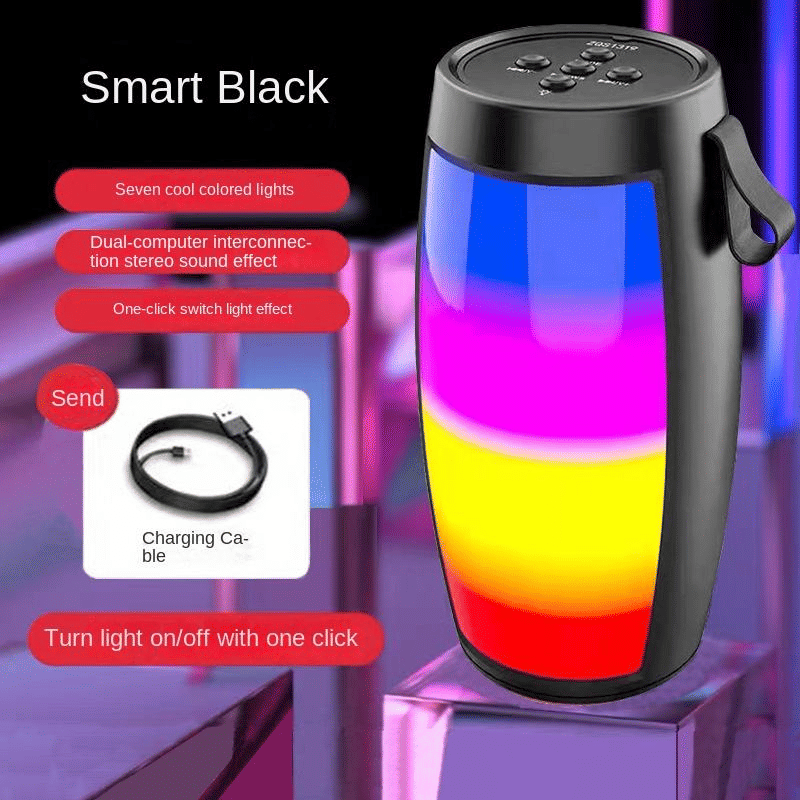 Portable Bluetooth Speaker with LED Light, Wireless Audio for Phone Tablet