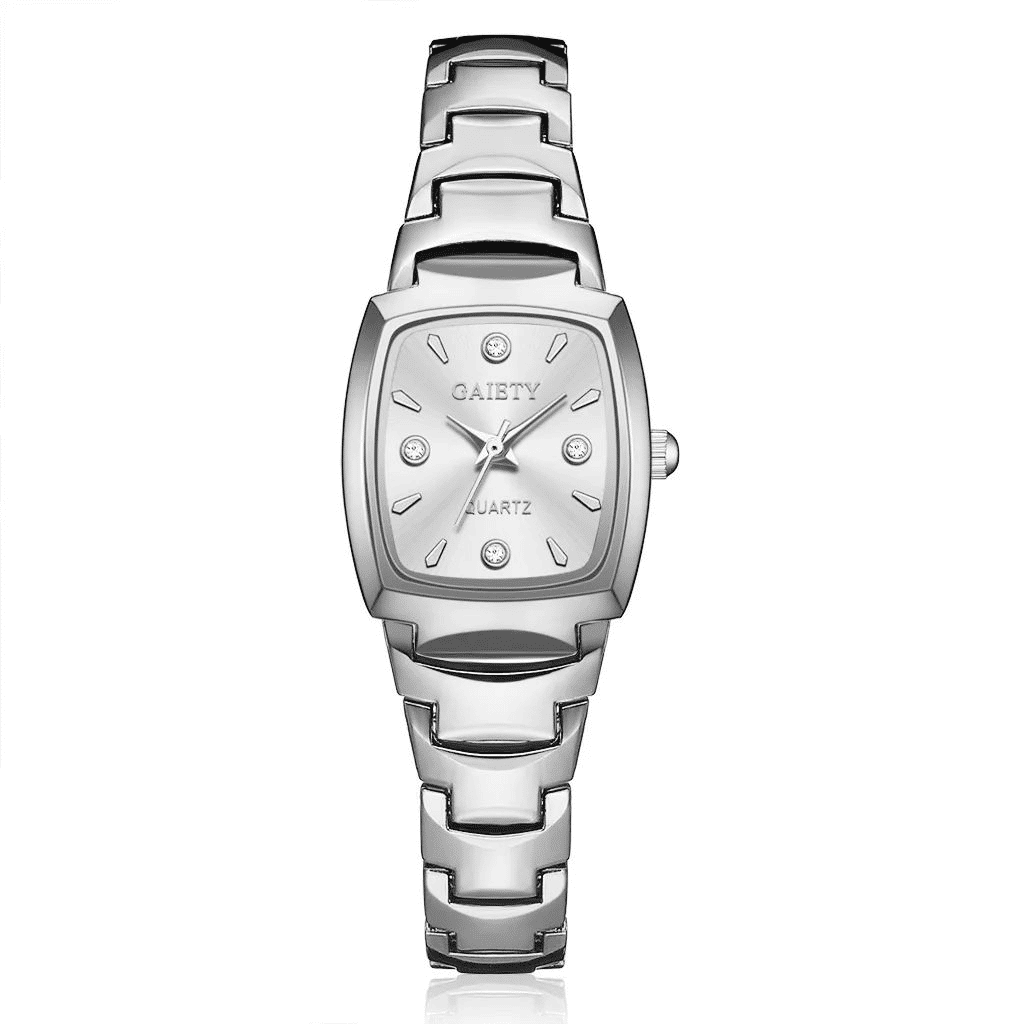 Generic Women Bracelet Watch Silver Rhinestone Ellipse Quartz Dress Watch