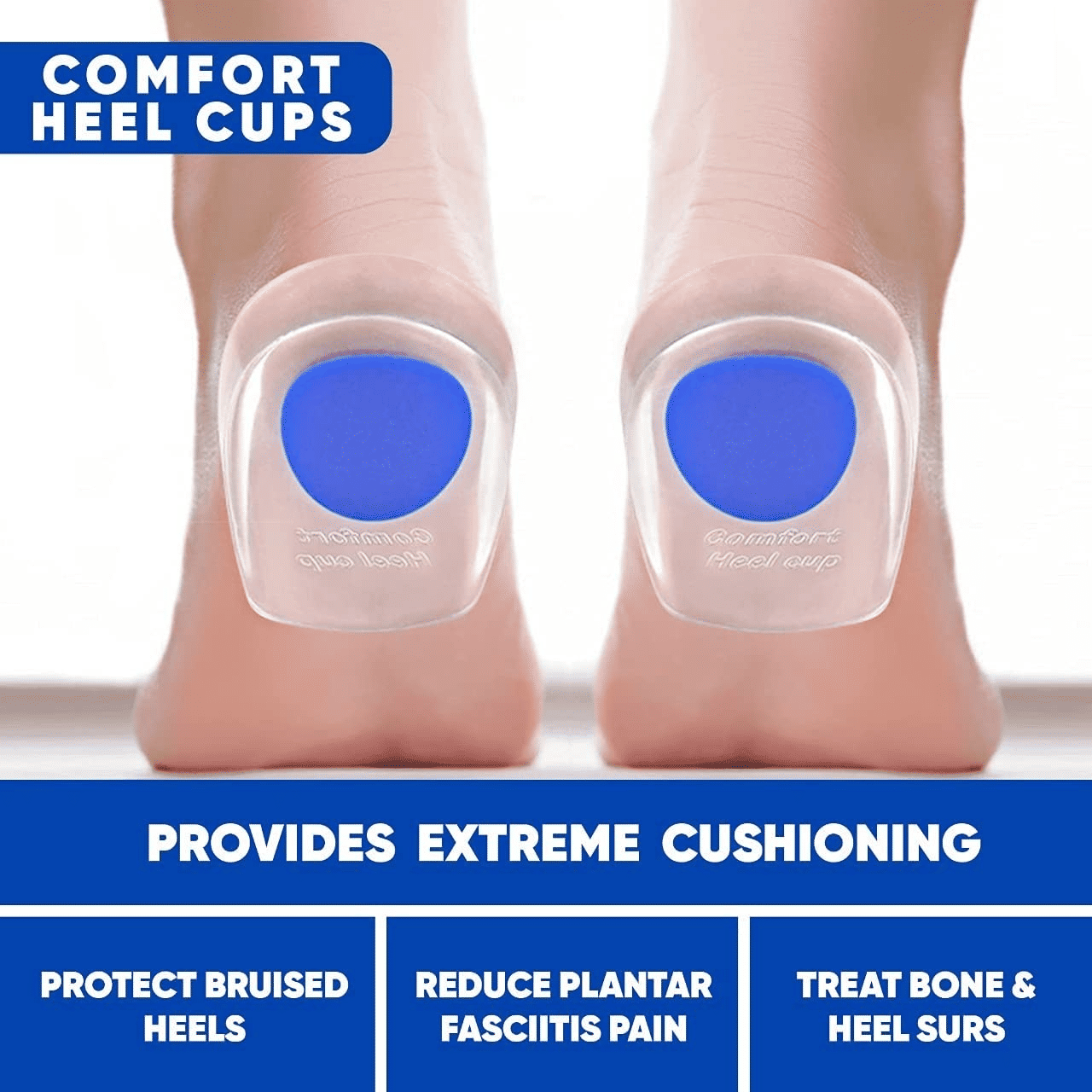Silicone Gel Heel Cups Shock Absorbing Insoles for Foot Pain