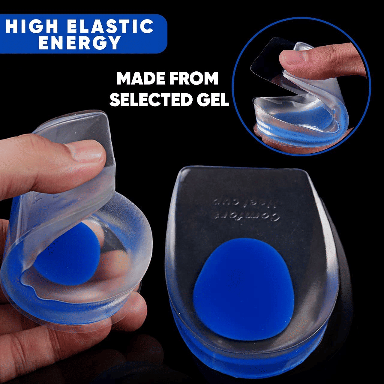 Silicone Gel Heel Cups Shock Absorbing Insoles for Foot Pain