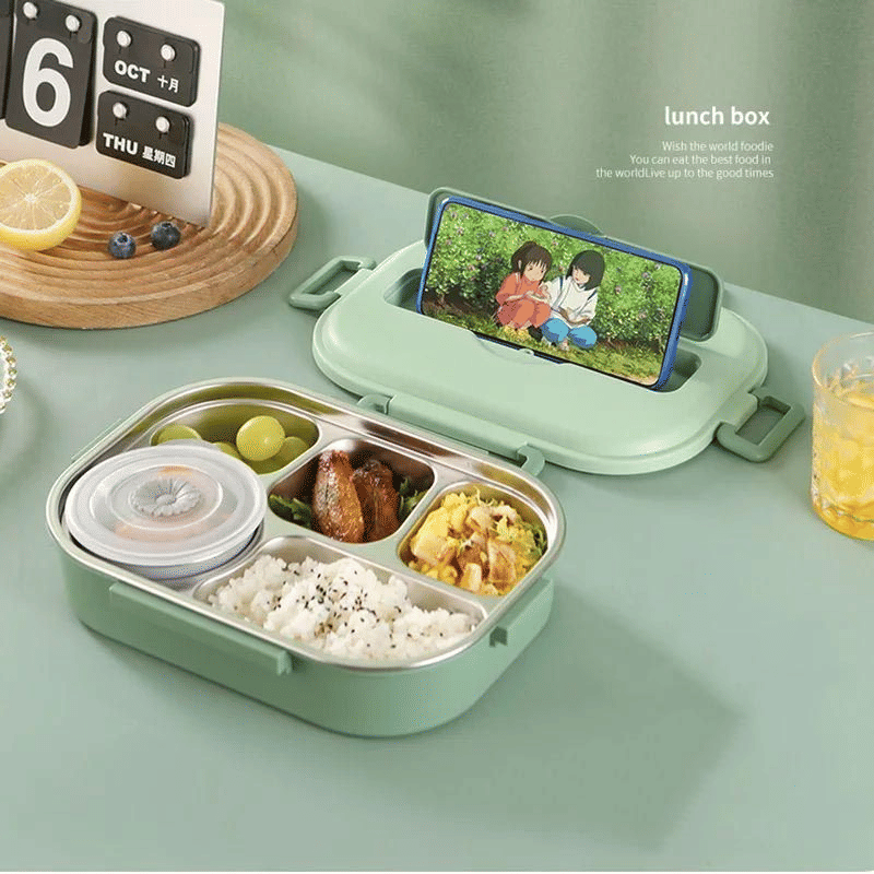 5-in-1 Large Stainless Steel Bento Lunch Box with Soup Bowl