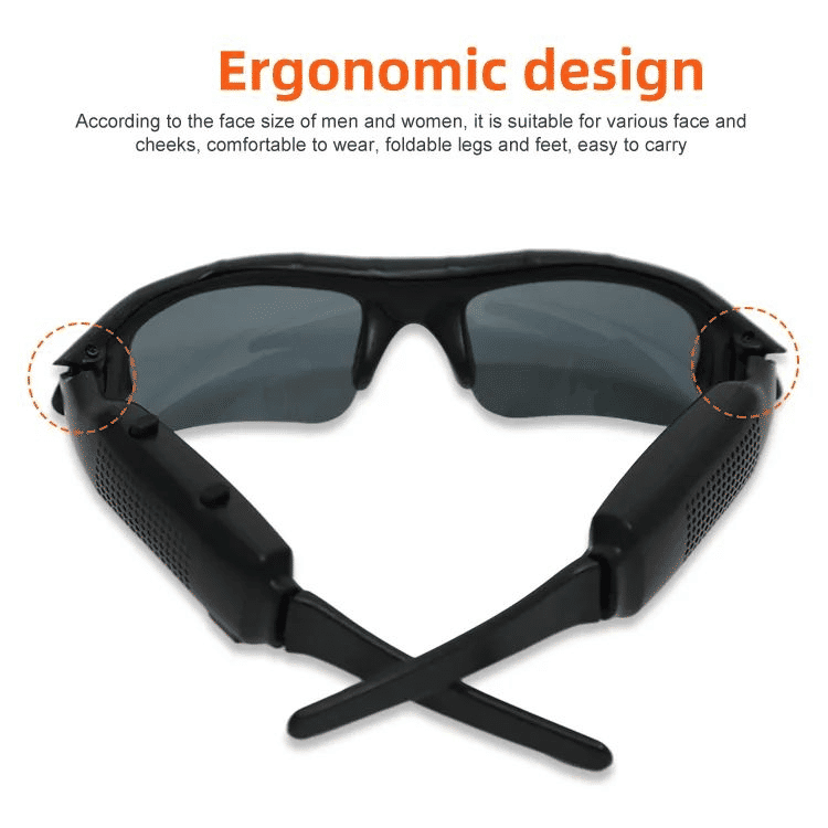 Spy Glasses Hidden Camera Polarized Sunglasses Detective Video Recorder Black