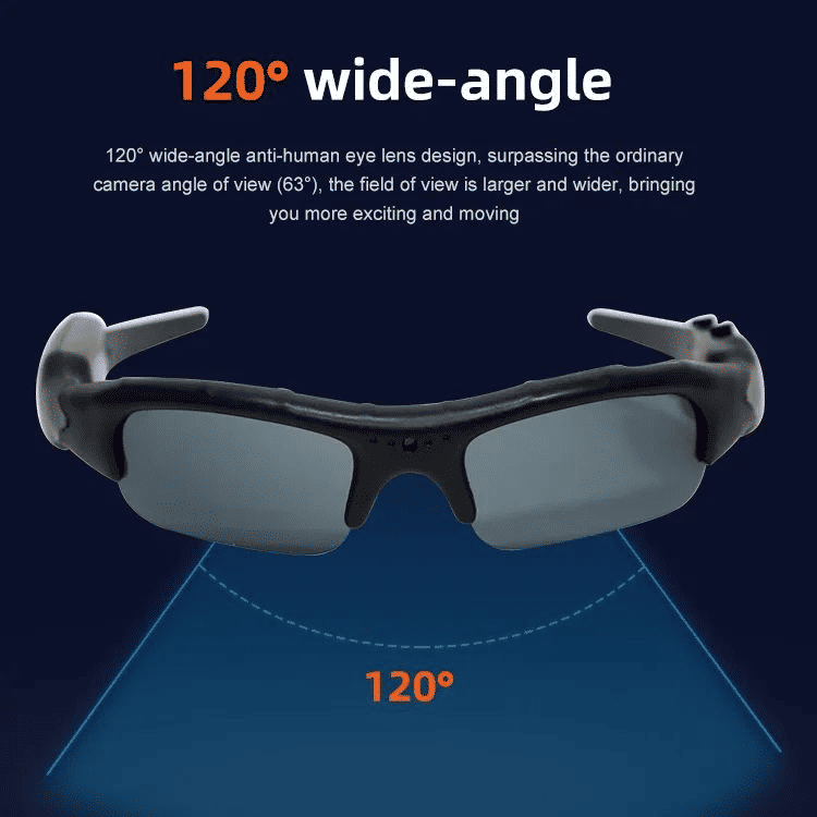 Spy Glasses Hidden Camera Polarized Sunglasses Detective Video Recorder Black