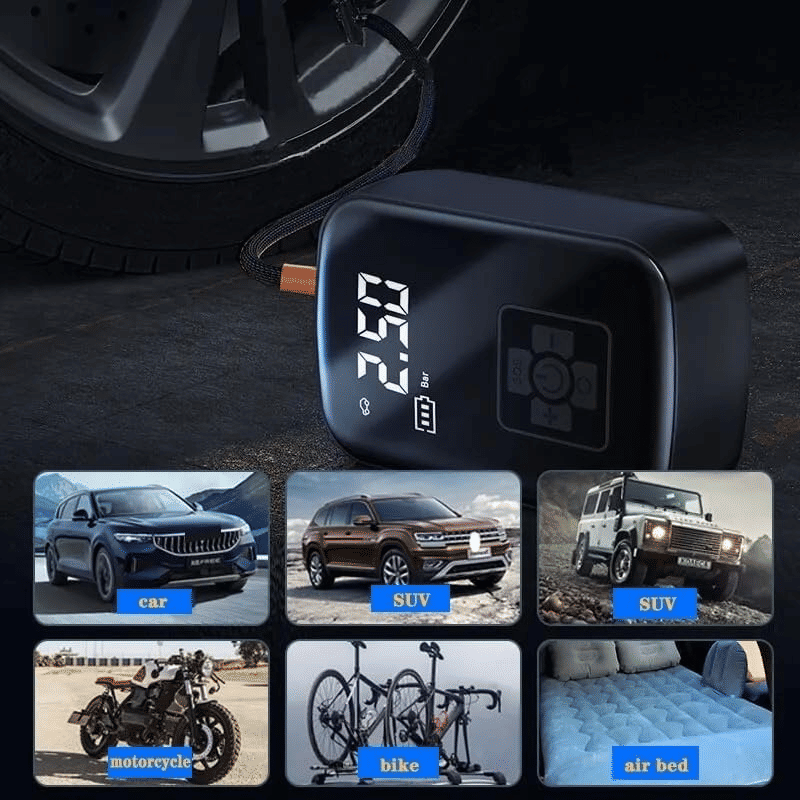 Generic Portable Wireless Electric Car Tire Inflator Pump LED Display