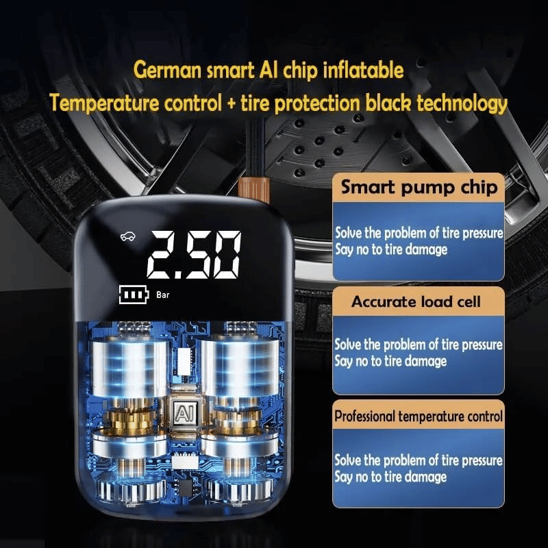 Generic Portable Wireless Electric Car Tire Inflator Pump LED Display