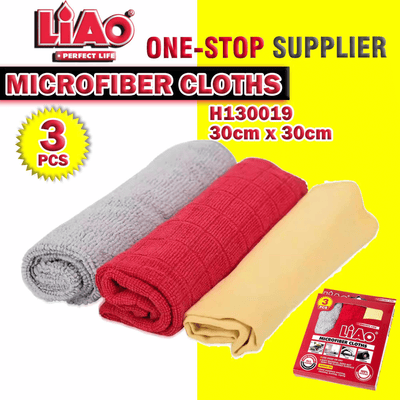 LiAo 3-Piece Microfiber Cleaning Cloth Set 30x30cm Absorbent