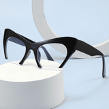 Bottom Cut Trendy Women Cat Eye Oversized Half Frame Glasses