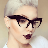 Bottom Cut Trendy Women Cat Eye Oversized Half Frame Glasses