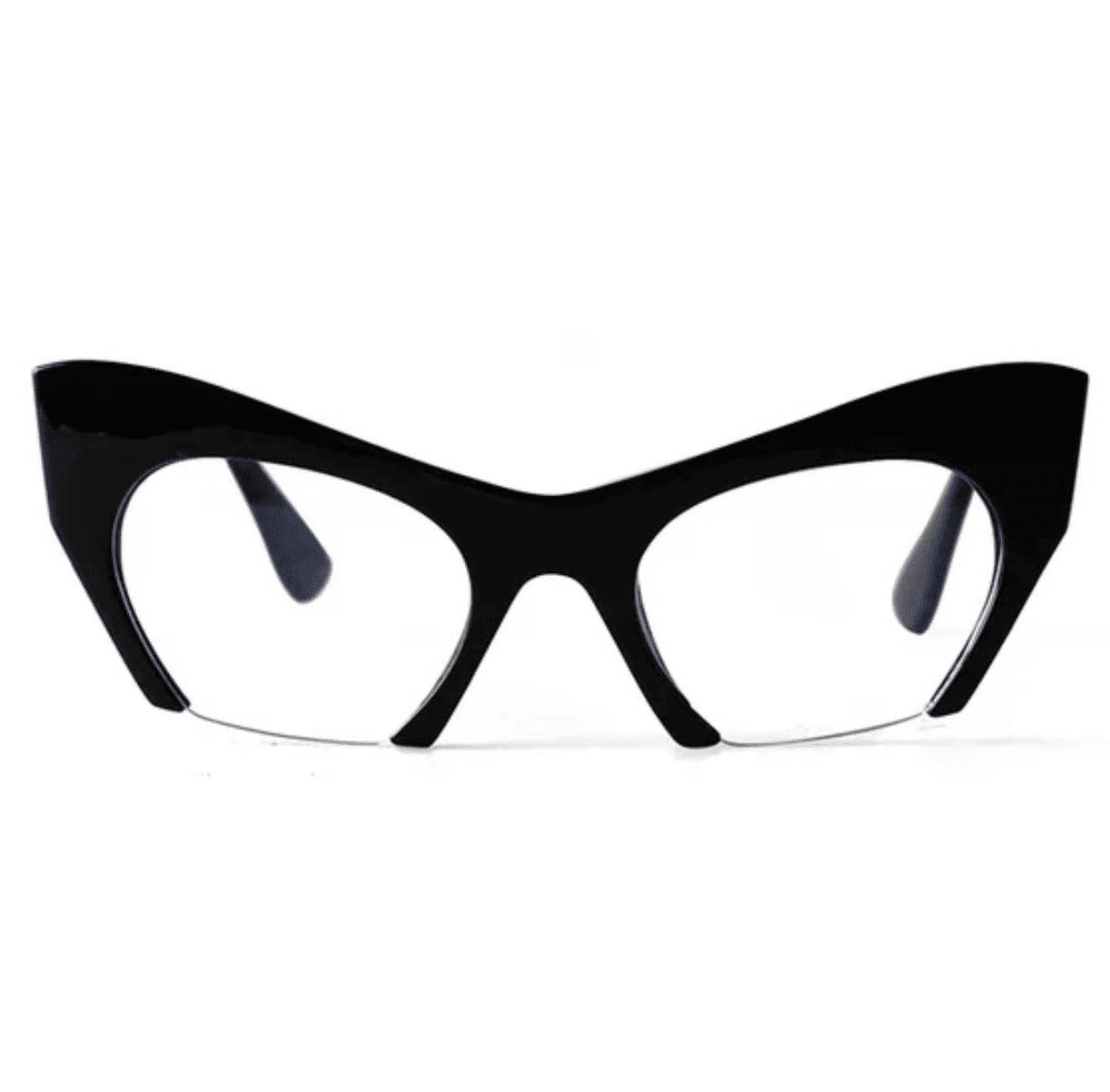 Bottom Cut Trendy Women Cat Eye Oversized Half Frame Glasses