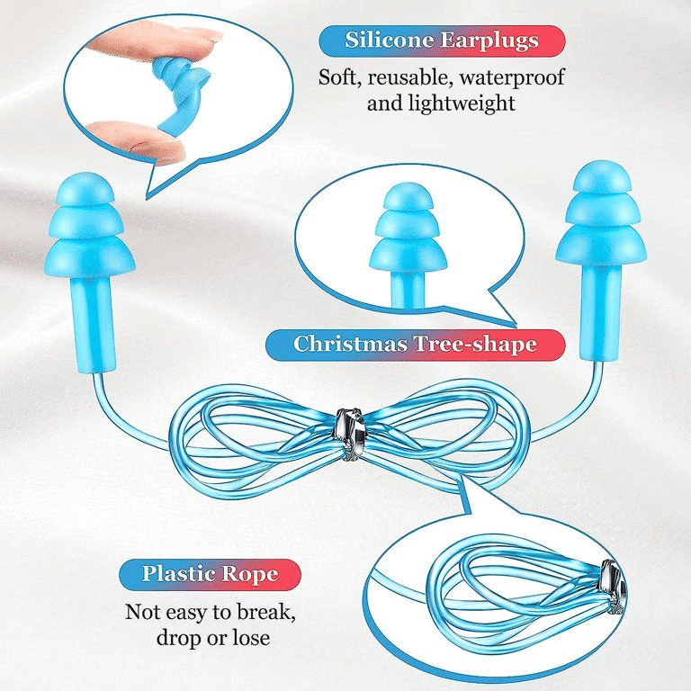 2 Pairs Silicone Ear Plugs with Cords Reusable Noise Canceling