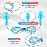 2 Pairs Silicone Ear Plugs with Cords Reusable Noise Canceling
