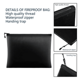 Fireproof & Waterproof A4 Document Storage Bag Fiberglass Pouch Black