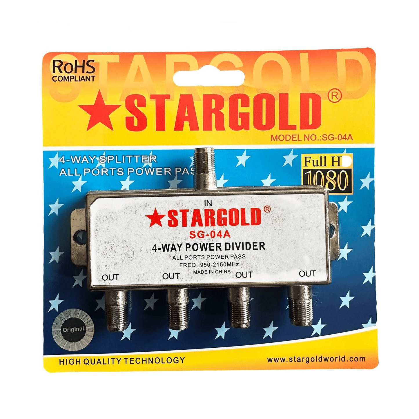 Generic 4-Way Coax Splitter Power Divider for Antenna Satellite TV