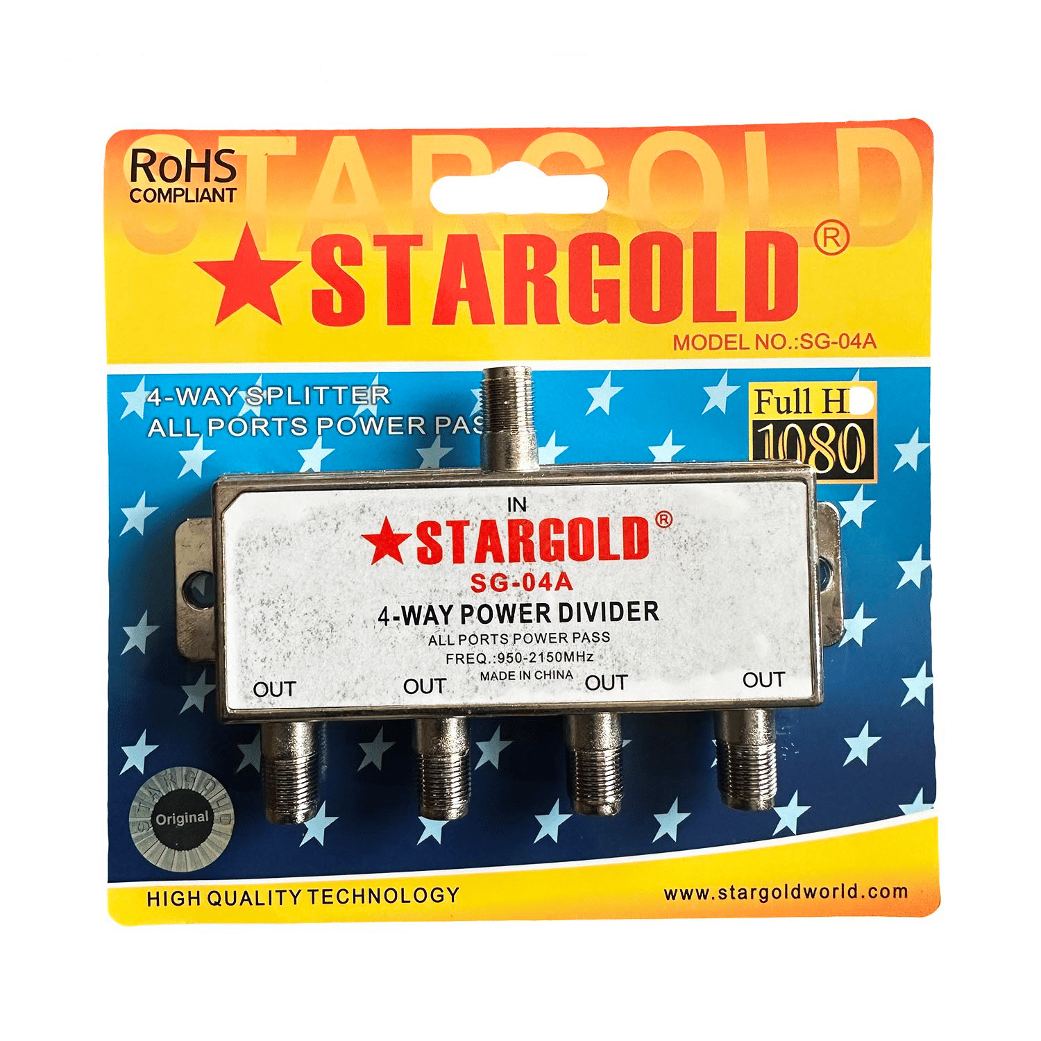 Generic 4-Way Coax Splitter Power Divider for Antenna Satellite TV