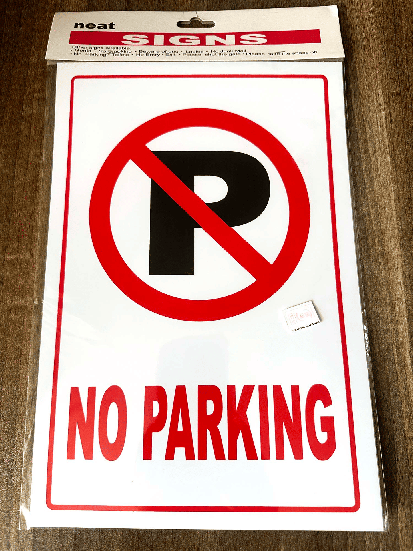 Generic No Parking Sign 12x8 Inch Plastic Self-Adhesive Rust-Resistant