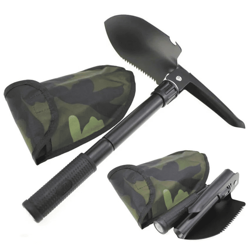 Generic Multifunctional Folding Camping Shovel 4-in-1 Carbon Steel Multicoloured