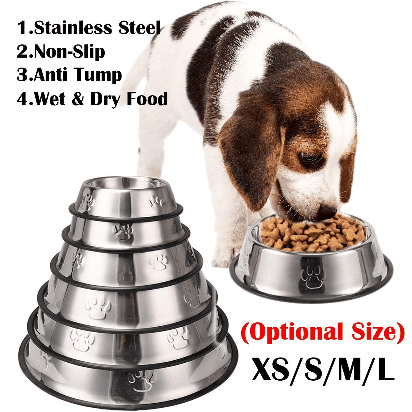 Generic Stainless Steel Non-Slip Pet Feeding Bowl Silver