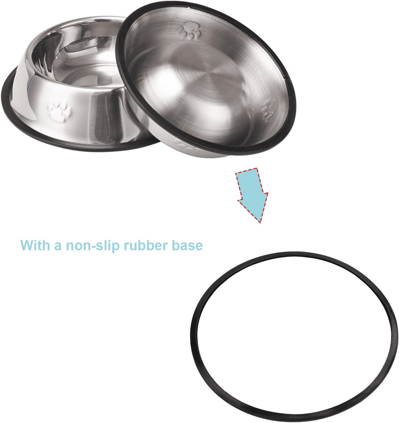 Generic Stainless Steel Non-Slip Pet Feeding Bowl Silver