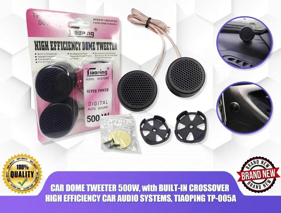 Car Dome Tweeter 500W with Built-in Crossover Audio System TP-005A
