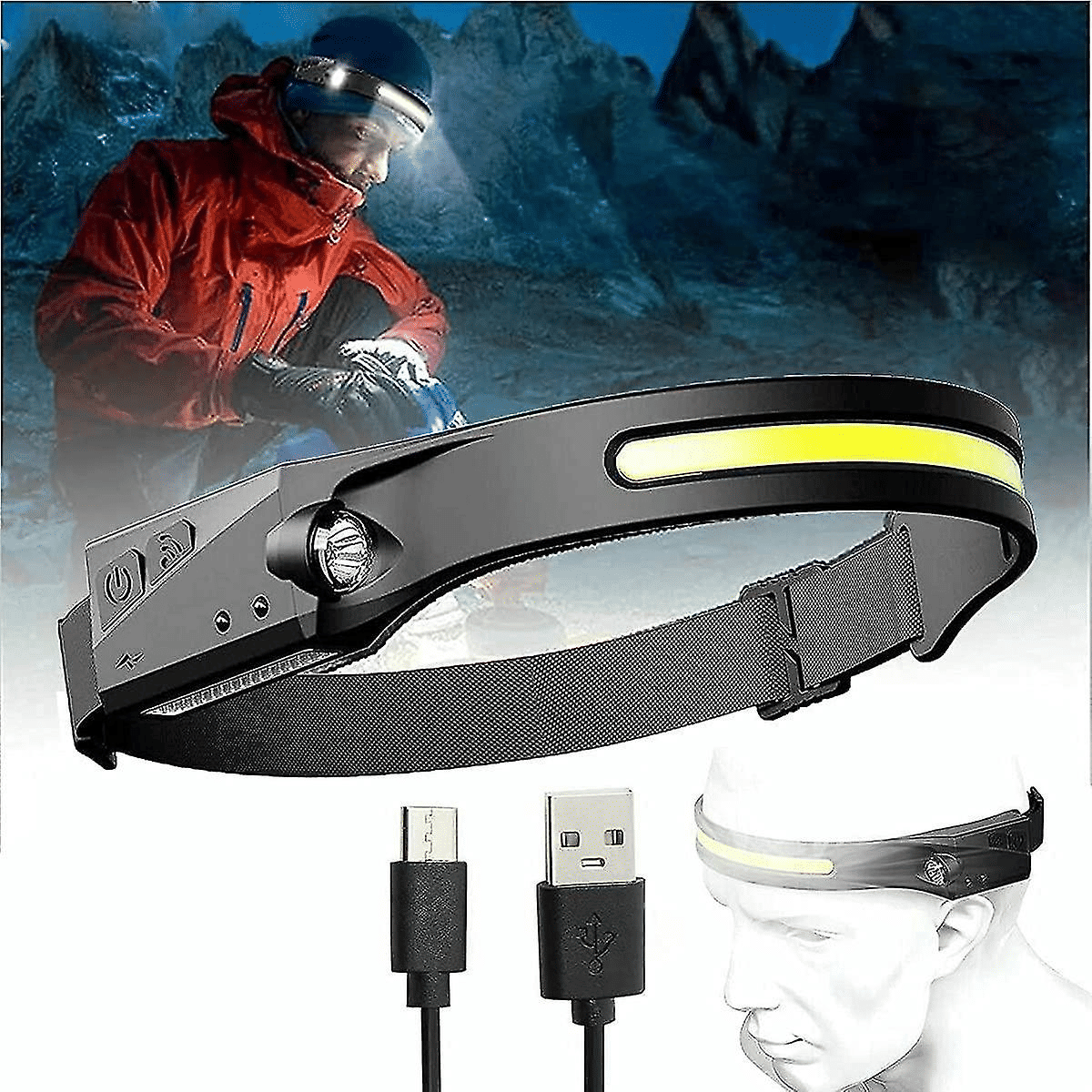 All Perspectives Induction Headlamp USB Rechargeable Motion Sensor Flashlight