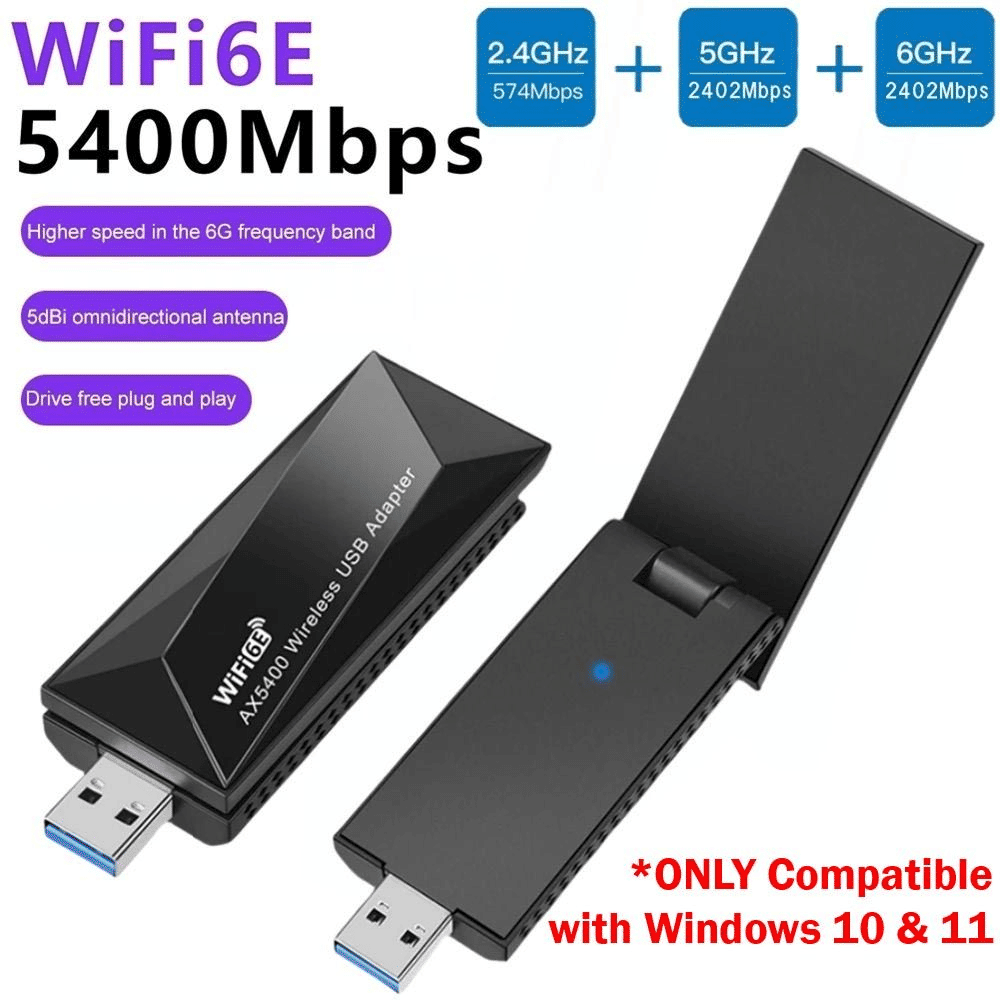 WiFi 6E 5400Mbps USB 3.0 Adapter AX5400 Tri-Band Network Dongle