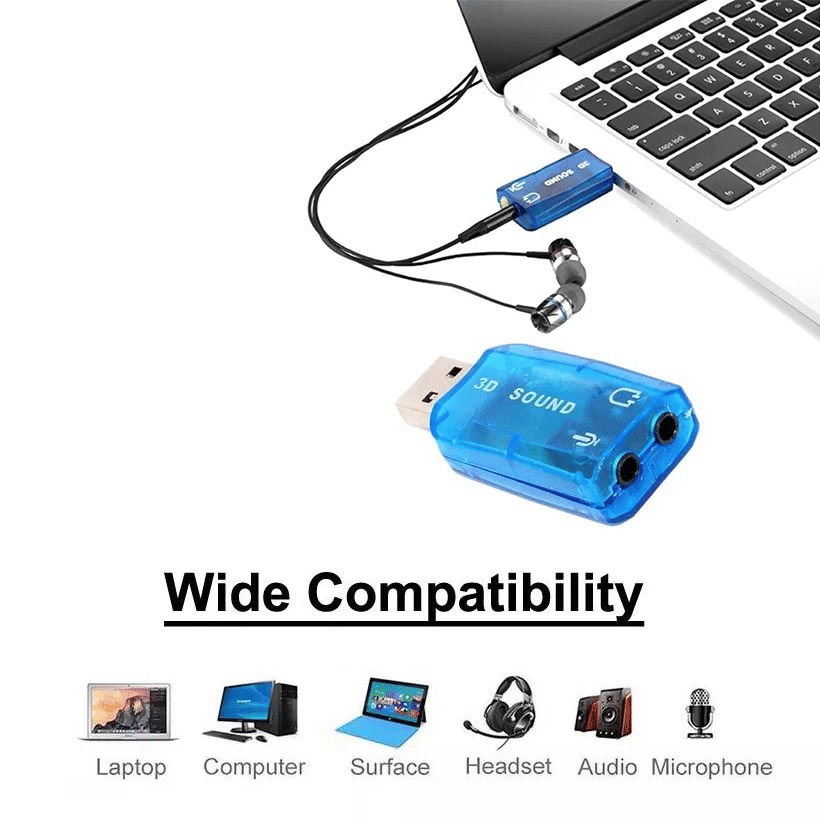 External USB 5.1 Channel Sound Card Adapter for PC