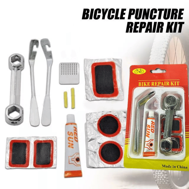 12 Pc Bike Tire Tube Puncture Repair Set Tool Kit