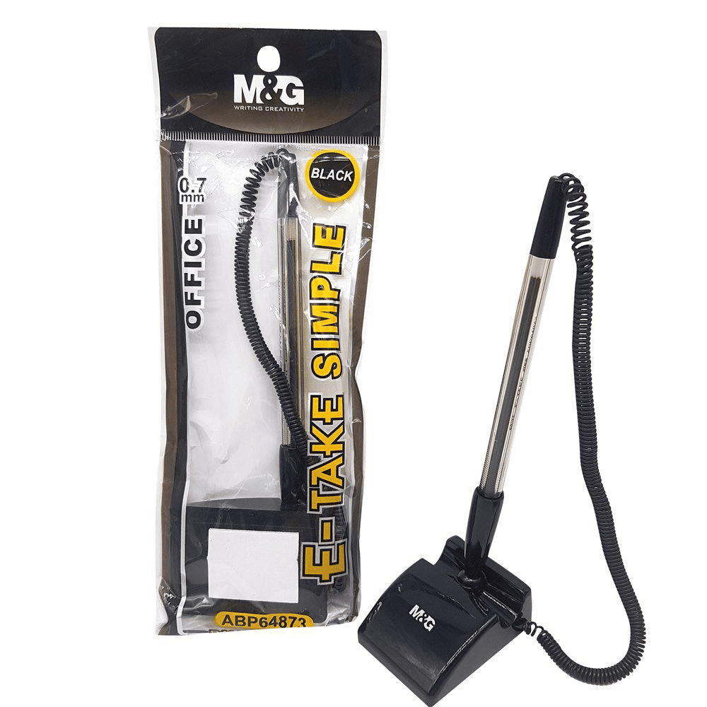 M&G E-Take Ballpoint Desk Pen 0.7mm Black Anti-Theft Leash