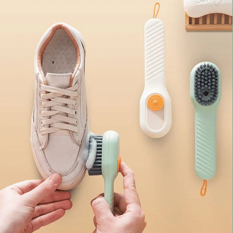 Automatic Liquid Discharge Soft Bristled Long Handle Cleaning Brush for Shoes