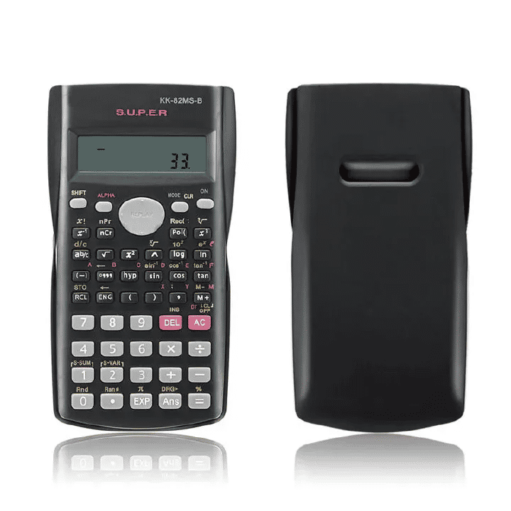 Scientific Calculator 240 Functions 2-Line LCD Display Portable Student Math Tool Black