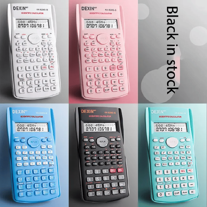 Scientific Calculator 240 Functions 2-Line LCD Display Portable Student Math Tool Black