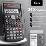 Scientific Calculator 240 Functions 2-Line LCD Display Portable Student Math Tool Black